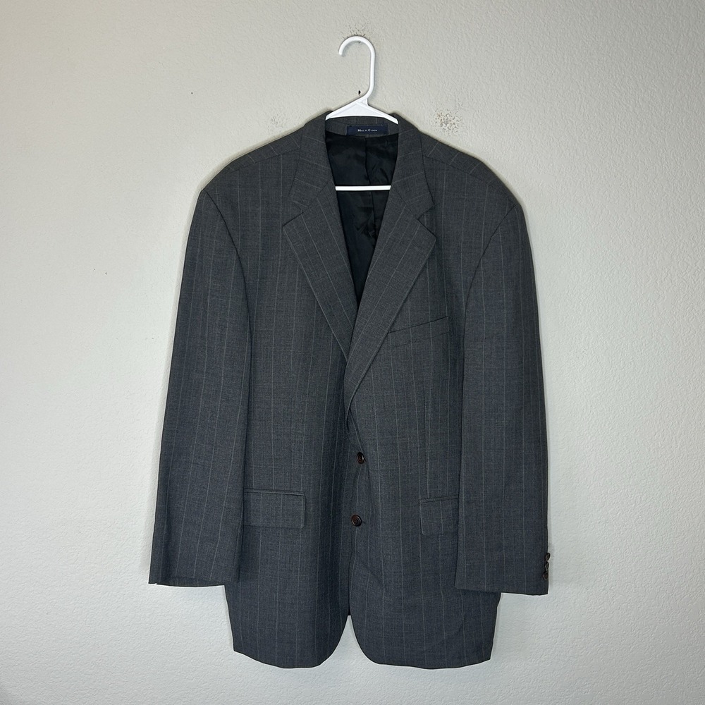 Chaps Ralph Lauren Pinstripe Suit Jacket Mens 48 T Gray 100% Wool Blazer Canada